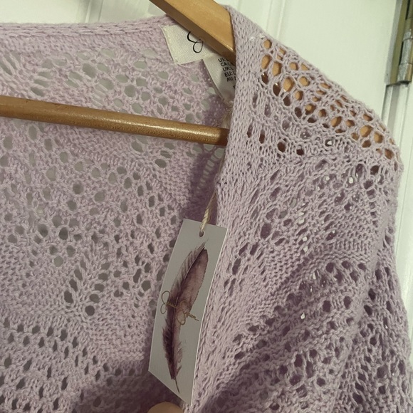 Jessica Simpson Open Knit Crochet Cinch Pullover - Picture 3 of 5